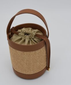 BOLSO MARRÓN CON TEJIDO